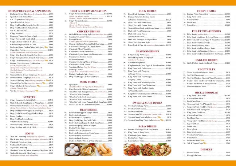 Takeaway Menu – Delamere Fortune Restaurant
